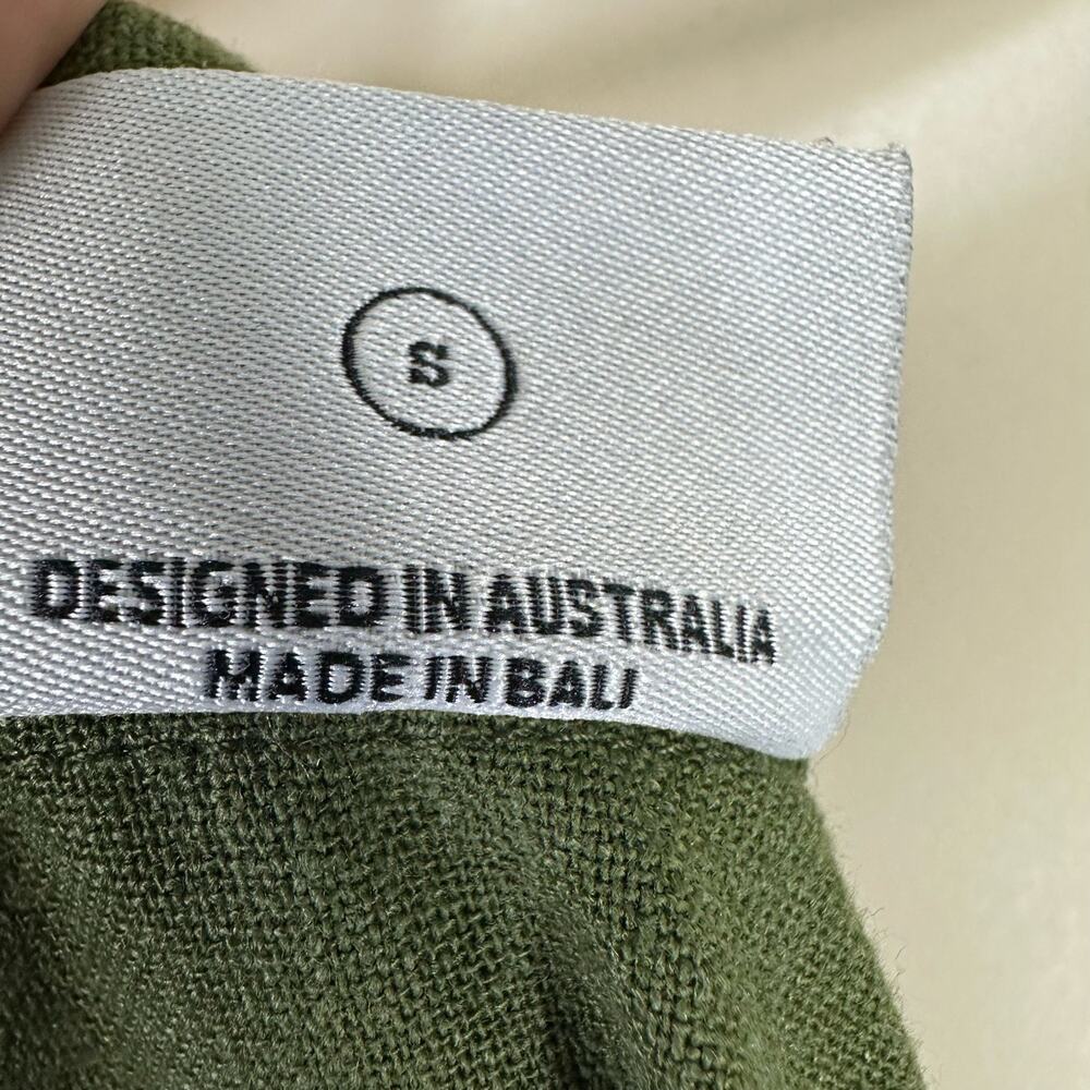 Rue Stiic Womens size Small Preston Linen Blend Cropped Jumpsuit Khaki Green - Picture 9 of 11